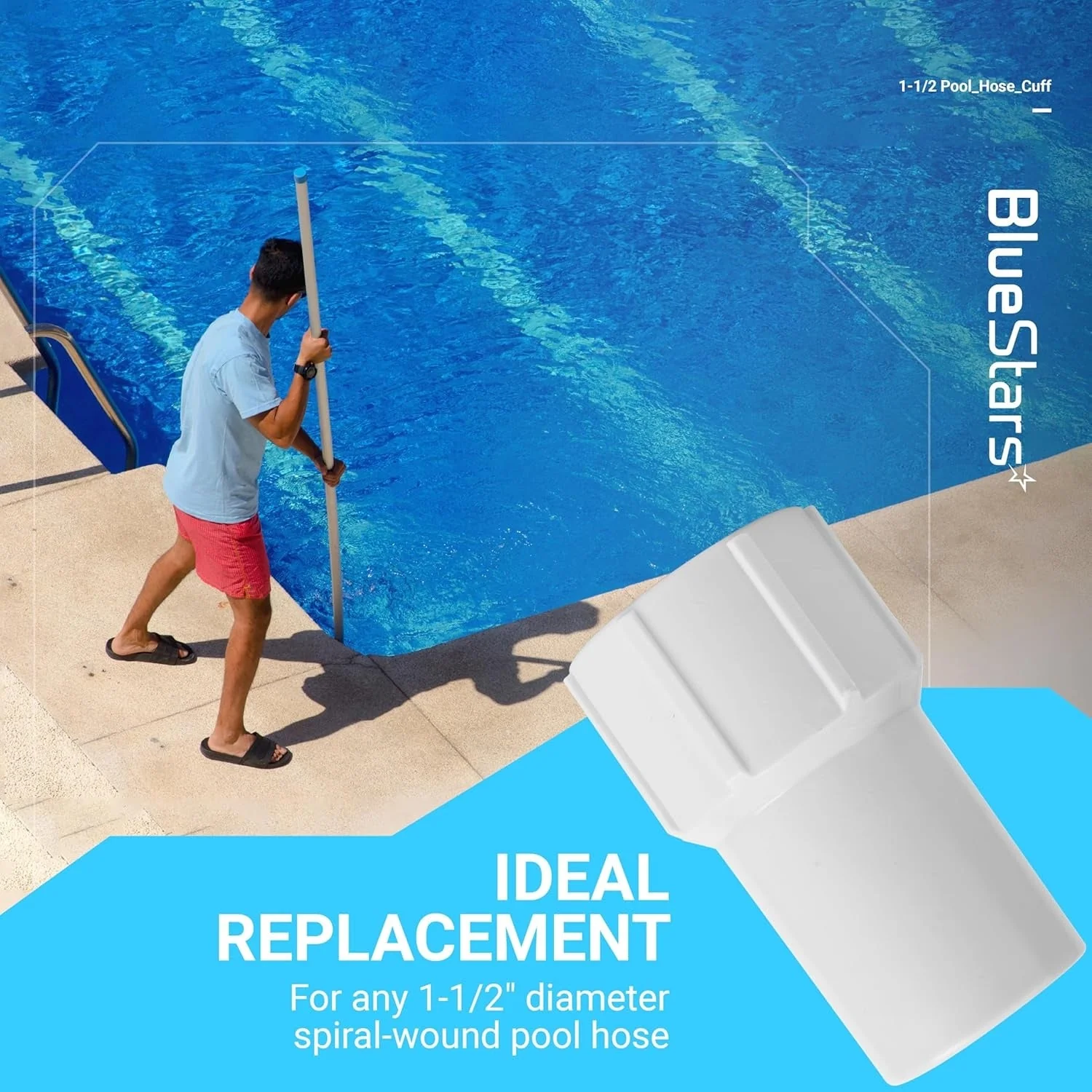 [Lifetime Warranty] 1-1/2 Inch Pool Vacuum Hose Cuff - Replacement for 1-1/2" diameter Spiral-Wound Pool Hose Ends, Connect Vacuum Head - Pack of 4 - Image 6
