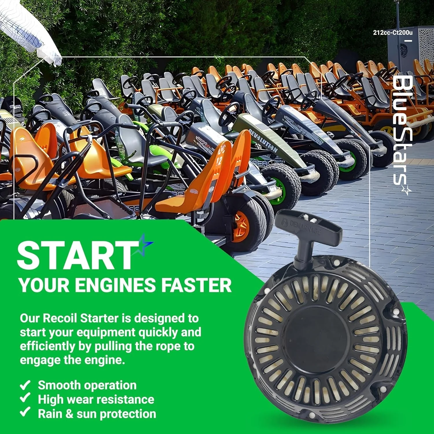[Lifetime Warranty] 212 Ct200u Pull Start Recoil Starter - Compatible with Predator 212 196CC 212CC 224CC 6.5HP 7HP OHV Engine Coleman CT200U BT200X CT200U-EX KT196 Mini Bike Go Kart Generator Lawnmower (Black) - Image 7