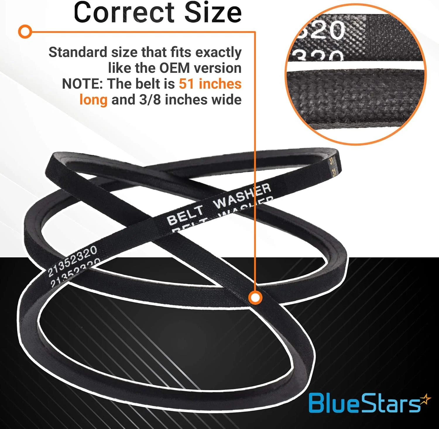 [Lifetime Warranty] 21352320 51-1/8" Washer Drive Belt Replacement - Compatible with Whirlpool & Maytag Washers - Replaces 21001478 WP21352320 PS11738882 AP6005822 35-2073 35-2320 - Image 5