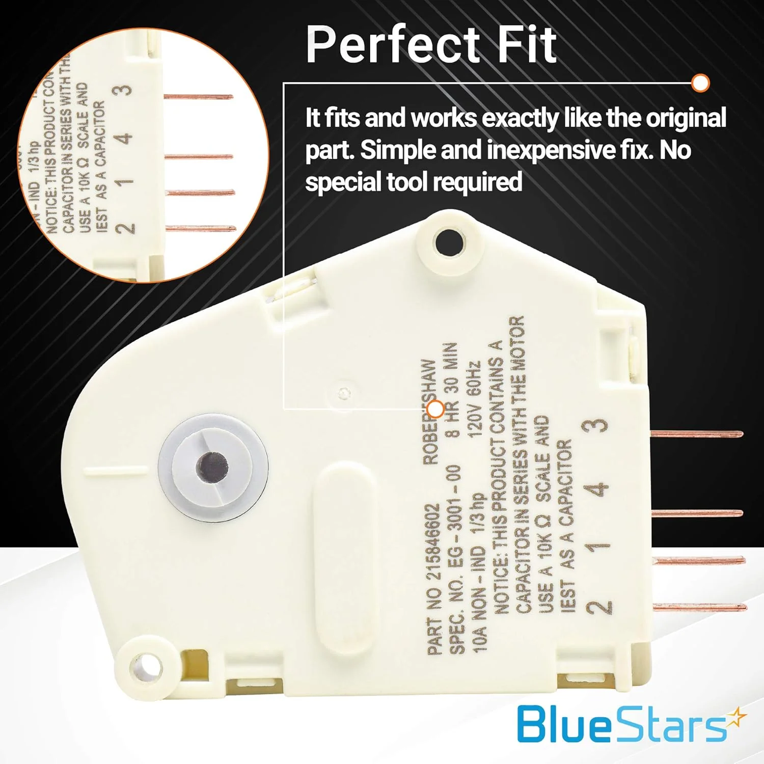 [Lifetime Warranty] 215846602 Refrigerator Defrost Timer Replacement - Compatible with Frigidaire Kenmore Refrigerators - Replaces 215846606 240371001 241621501 AP2111929 PS423801 - Image 4