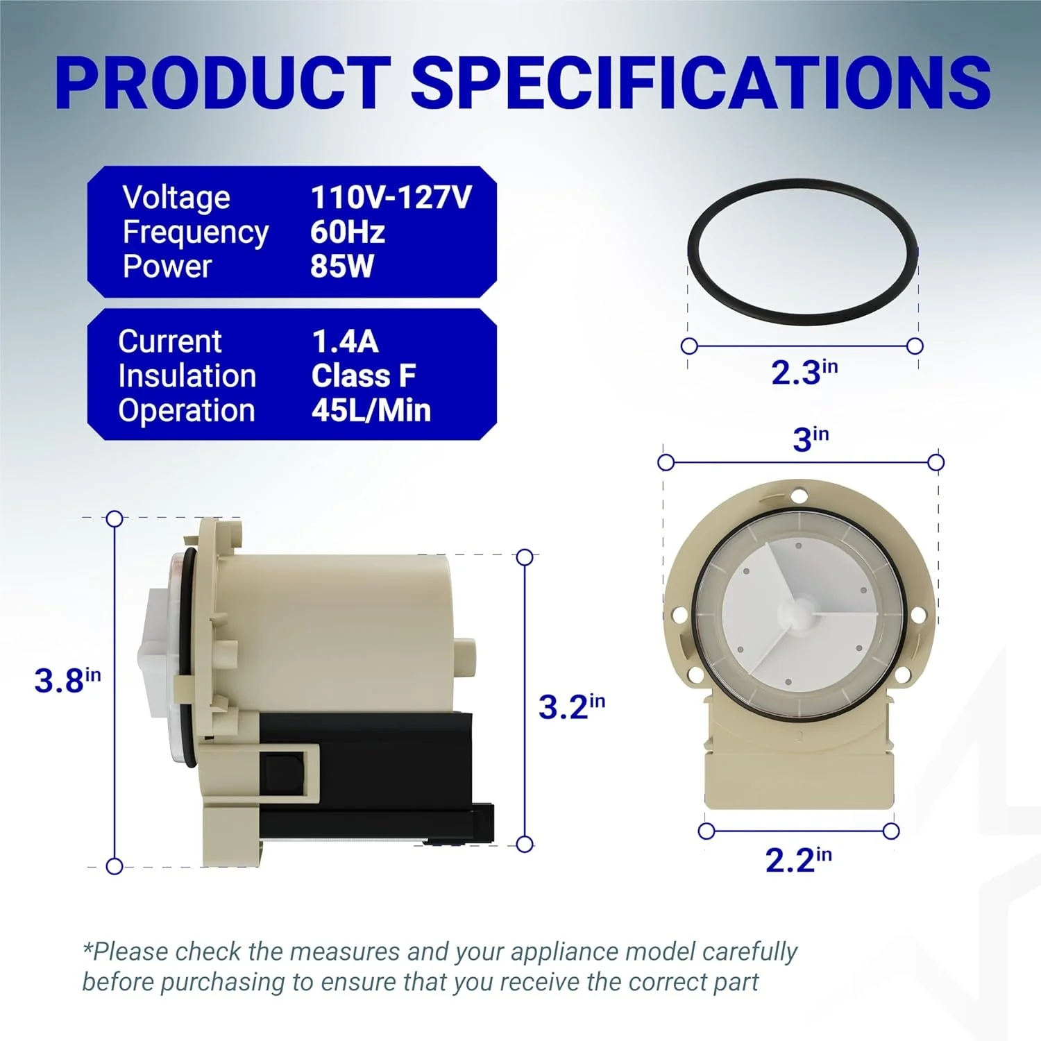 [Lifetime Warranty] 280187 8181684 Washer Drain Pump Motor Askoll m75 - Compatible with Whirlpool Duet Maytag Epic Kenmore HE Front Load KitchenAid Washers - Replaces 285998 8182819 8182821 AP3953640 - Image 3