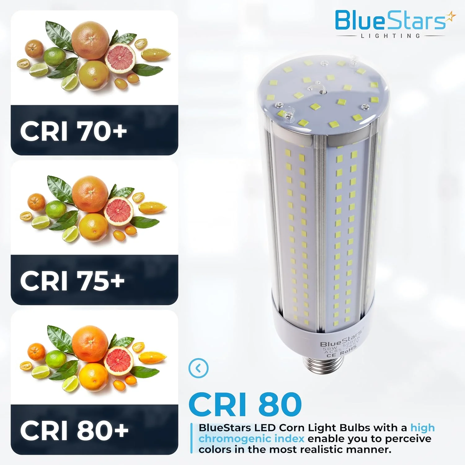 [Lifetime Warranty] 2-pack 50W E26 LED Corn Light Bulbs, 5000K, 3200 Lumens E27 Base Super Bright (500W Equivalent) - Image 5