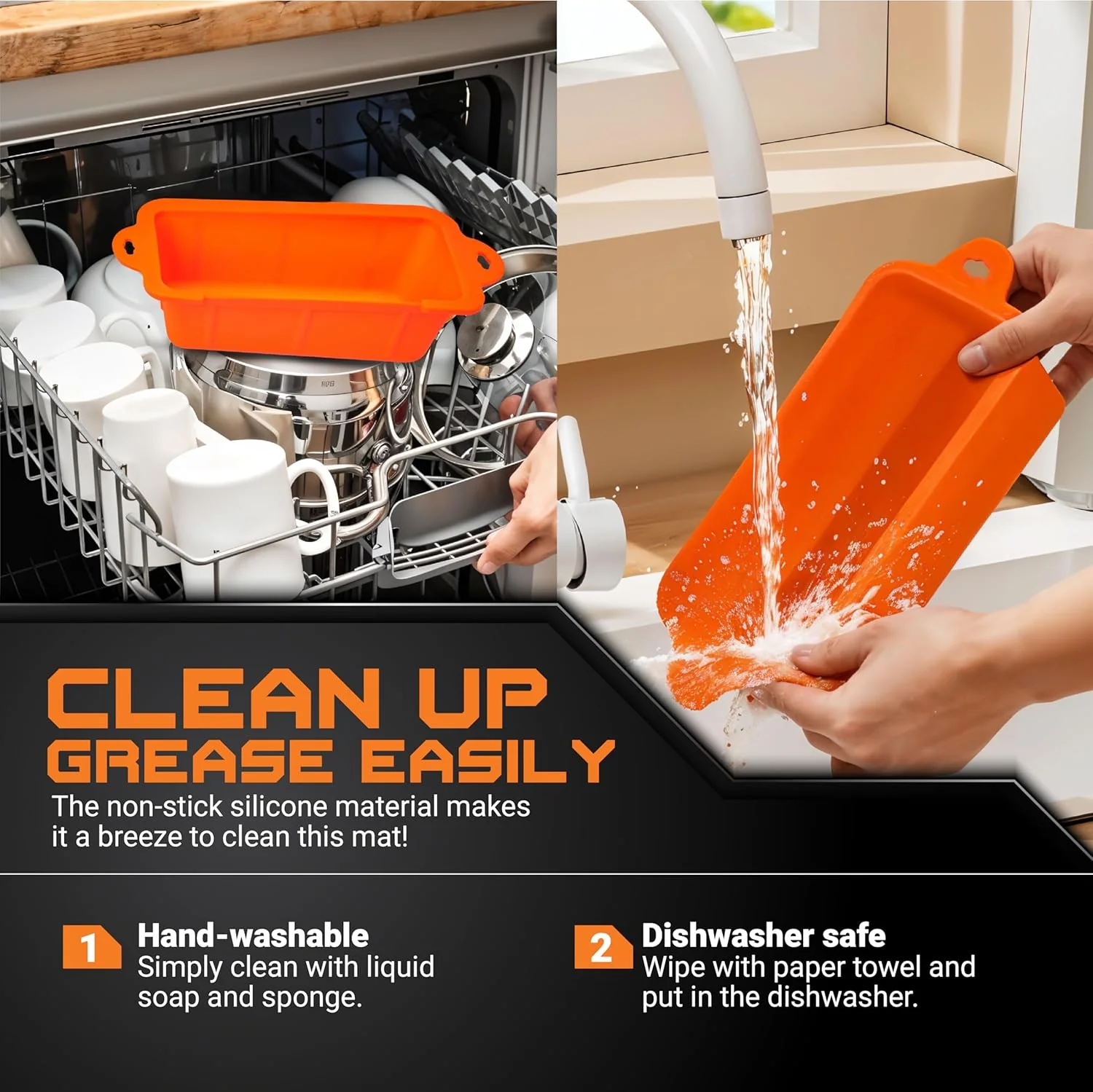 [Lifetime Warranty] Silicone Grease Cup Liners - Compatible with Blackstone Griddles - Metal-Reinforced Rim, Heat-Resistant Reusable Drip Pan Liners - Pack of 2 - Image 9