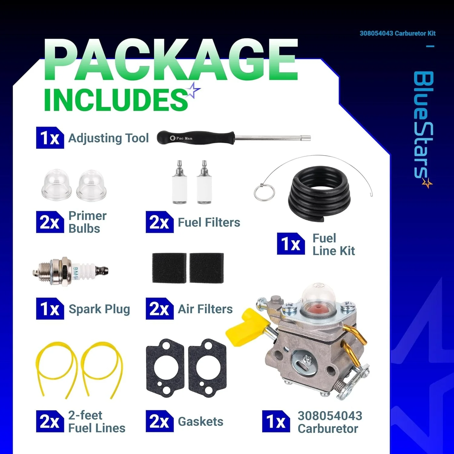 [Lifetime Warranty] 308054043 Carburetor Kit - Compatible with Ryobi Homelite CS26, SS26, CS30, SS30, EX26, RY28020, RY09053, RY09055, RY09056, RY28040 (25cc 26cc 30cc) - Replaces 308054013, 308054077 - Image 3