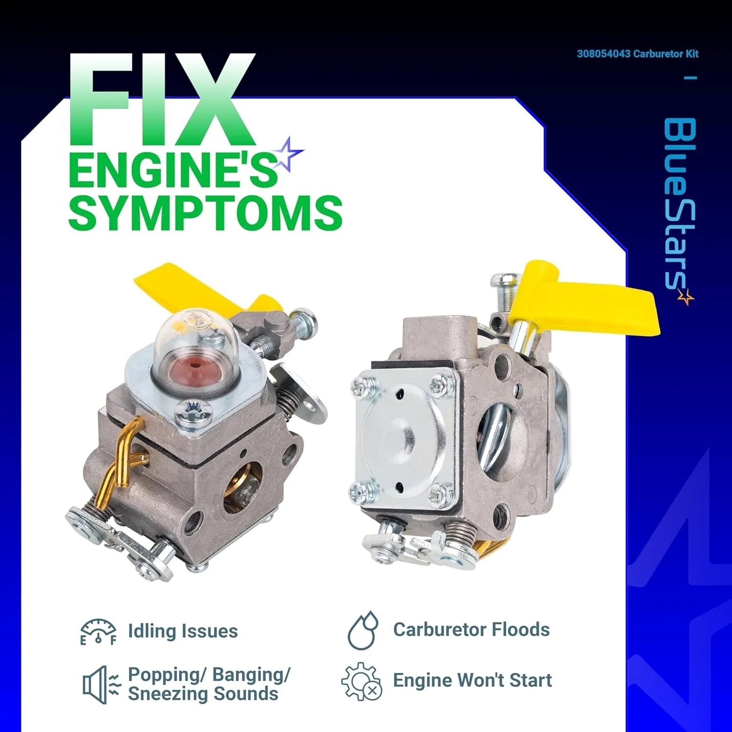 [Lifetime Warranty] 308054043 Carburetor Kit - Compatible with Ryobi Homelite CS26, SS26, CS30, SS30, EX26, RY28020, RY09053, RY09055, RY09056, RY28040 (25cc 26cc 30cc) - Replaces 308054013, 308054077 - Image 7