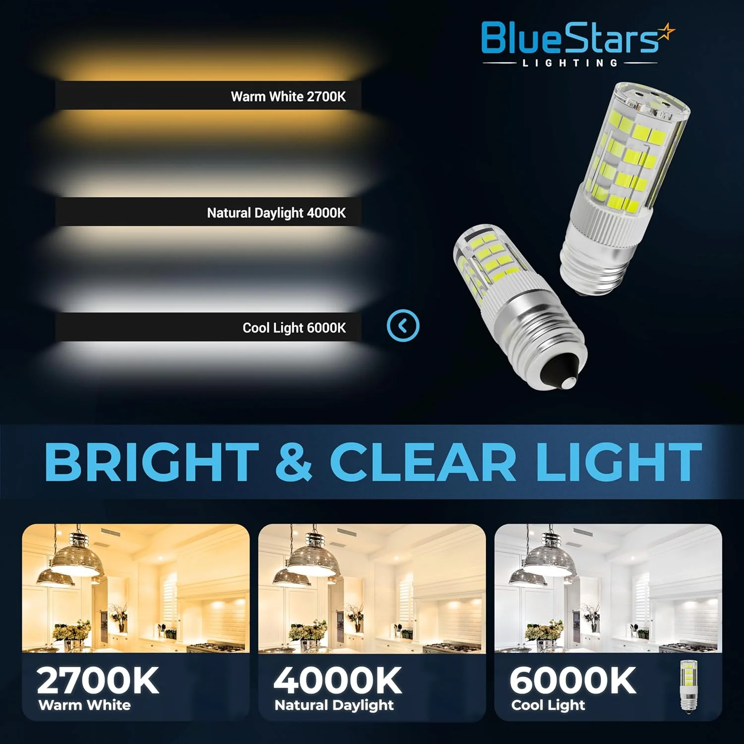 [Lifetime Warranty] 5304517886 KEI D28A LED Refrigerator Light Bulbs E17 Base 3.8W 100-265V 6000K Cool White - Replace KEI D28M KEID28A KEL2811 241552807 297114000 - Pack of 2 - Image 4