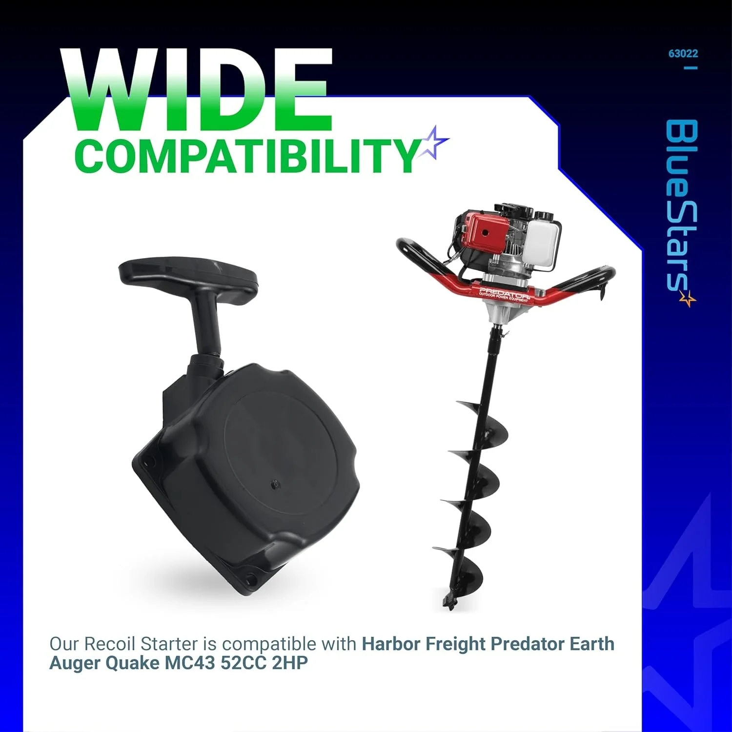 [Lifetime Warranty] 63022 Pull Start Starter Recoil - Compatible with 52CC 2HP Harbor Freight Predator Earth Auger Quake MC43 52CC 2HP - Image 4