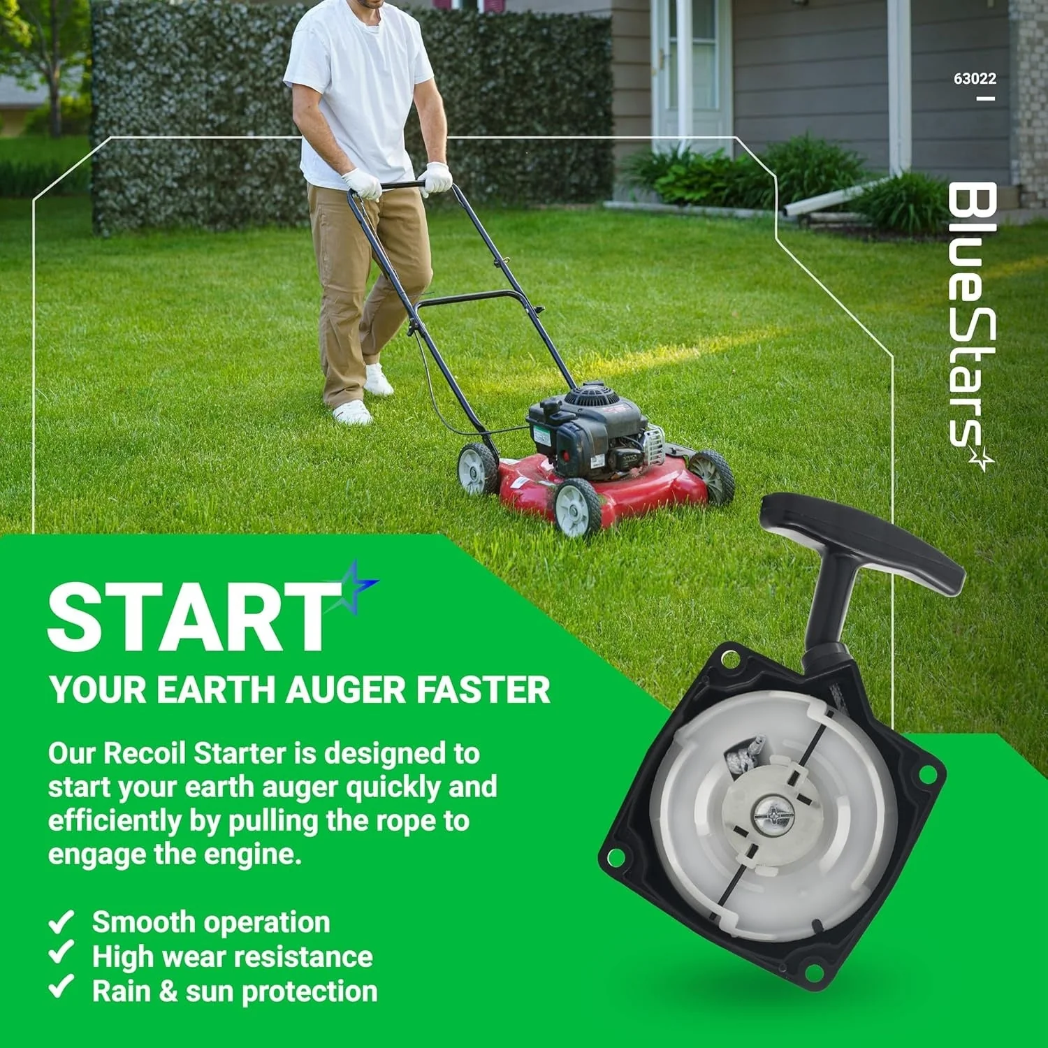 [Lifetime Warranty] 63022 Pull Start Starter Recoil - Compatible with 52CC 2HP Harbor Freight Predator Earth Auger Quake MC43 52CC 2HP - Image 6