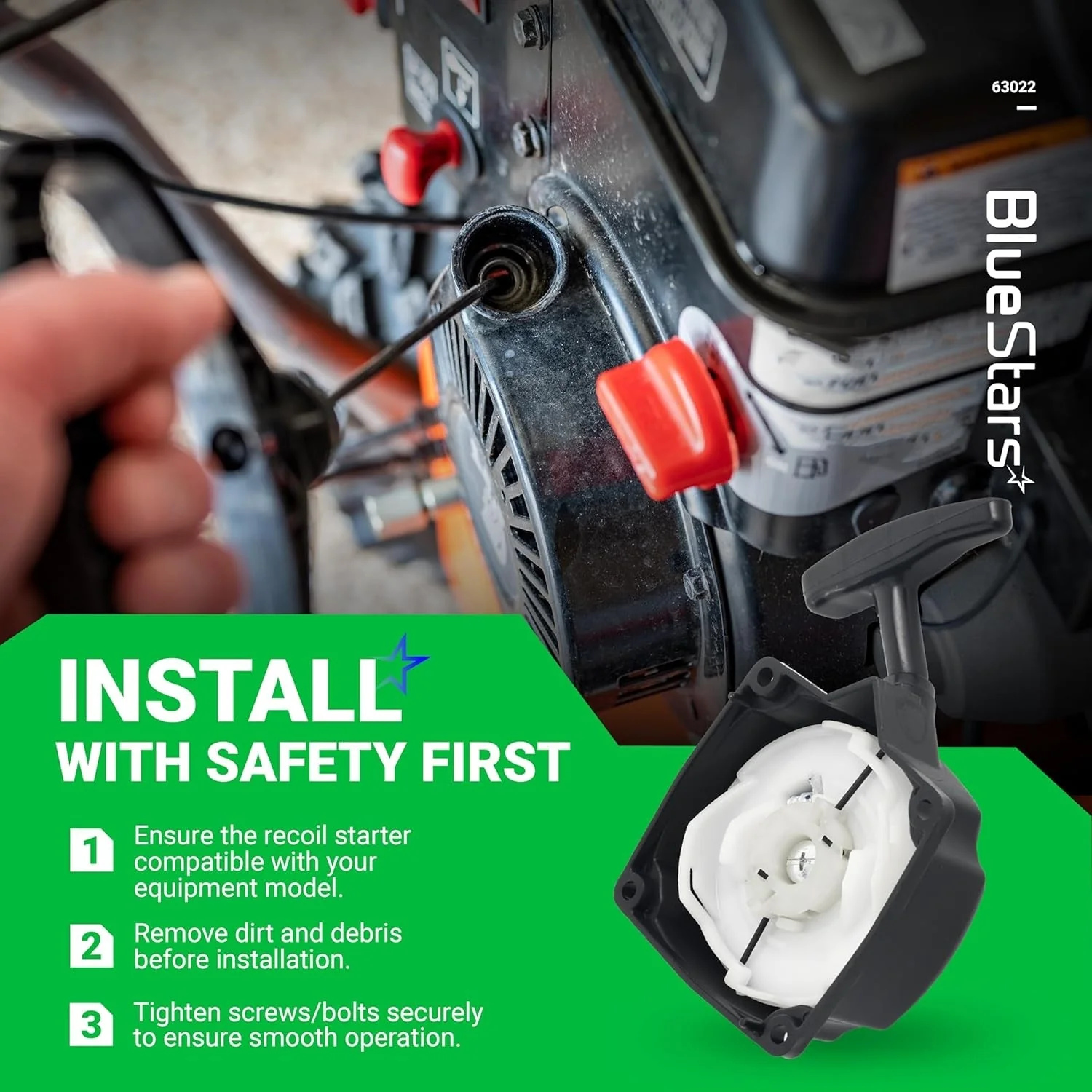 [Lifetime Warranty] 63022 Pull Start Starter Recoil - Compatible with 52CC 2HP Harbor Freight Predator Earth Auger Quake MC43 52CC 2HP - Image 7