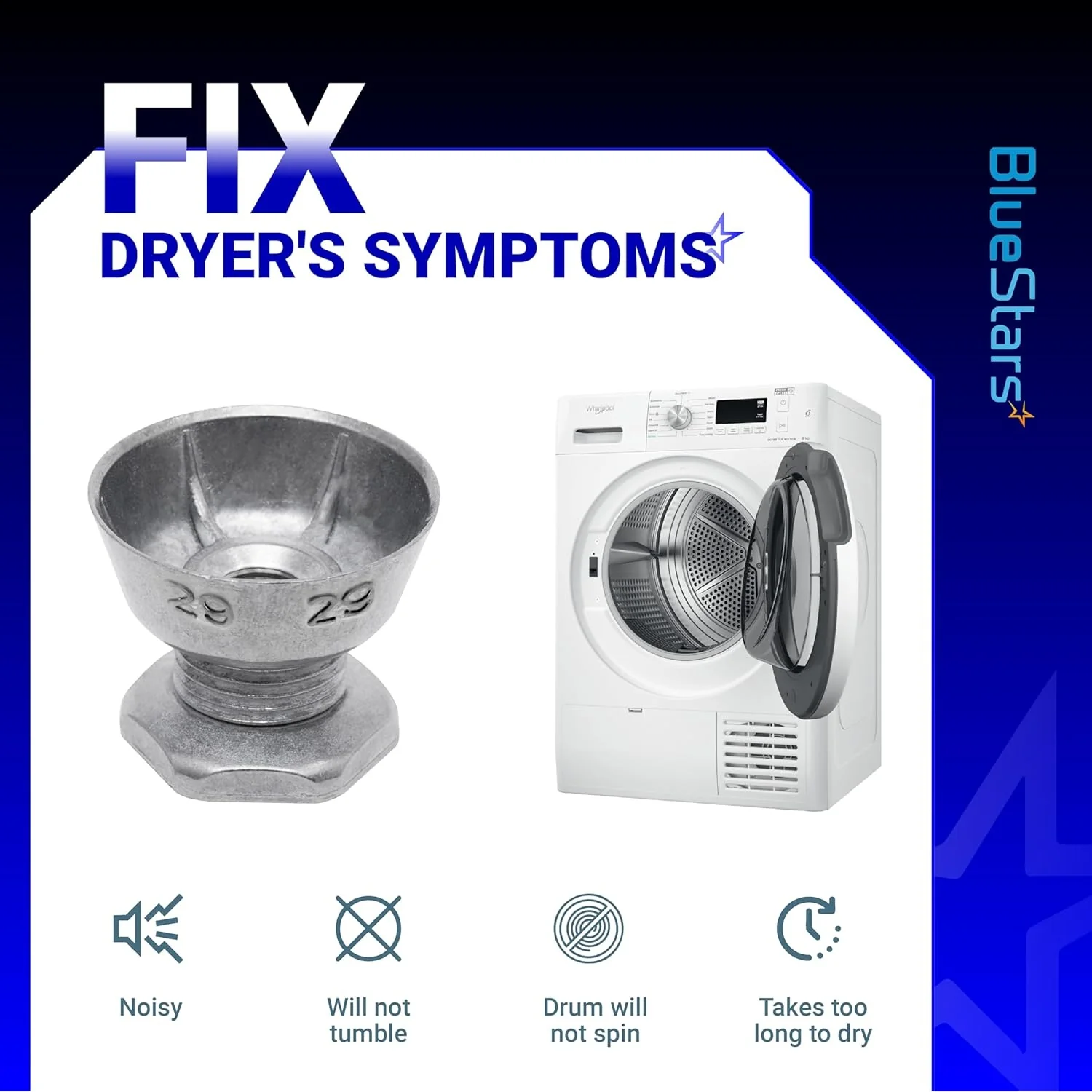 [Lifetime Warranty] 8066184 Dryer Motor Pulley 29 - Compatible with Whirlpool Kenmore Maytag Dryers Washers - Replaces 3394341 AP6011686 PS11744884 WP8066184 WED4815EW1 MEDC400VW0 NED4655EW1 WED5000DW2 - Image 6