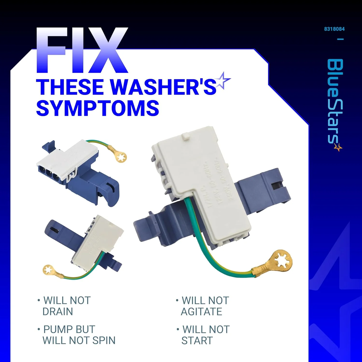 [Lifetime Warranty] 8318084 AP3180933 PS886960 Washer Door Lid Switch - Fit for Whirlpool Roper Estate Kenmore - Replaces TJ90ES8084 WP8318084 AP6012742 ES8084 PS11745957 WP8318084VP PN8318084 - Image 5