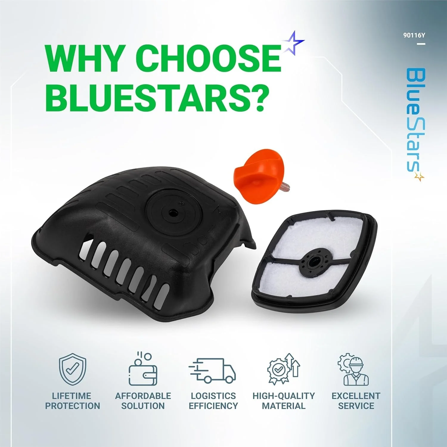 [Lifetime Warranty] 90116Y Air Filter Cover Kit - Compatible with Echo SRM-225, GT-225, PAS-225, PE-225, PPF-225, SHC-225 - Replaces 13031054130, A232000480, V299000250 (Includes Thumbscrew) - Image 9