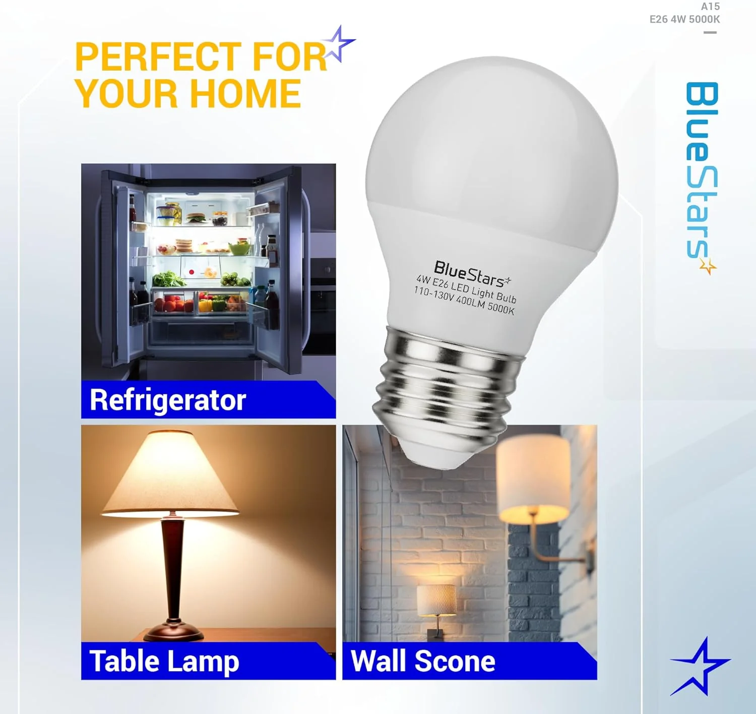 [Lifetime Warranty] A15 LED Refrigerator Light Bulb 4W (40 Watt Equivalent) E26 - Pack of 2 - Image 6