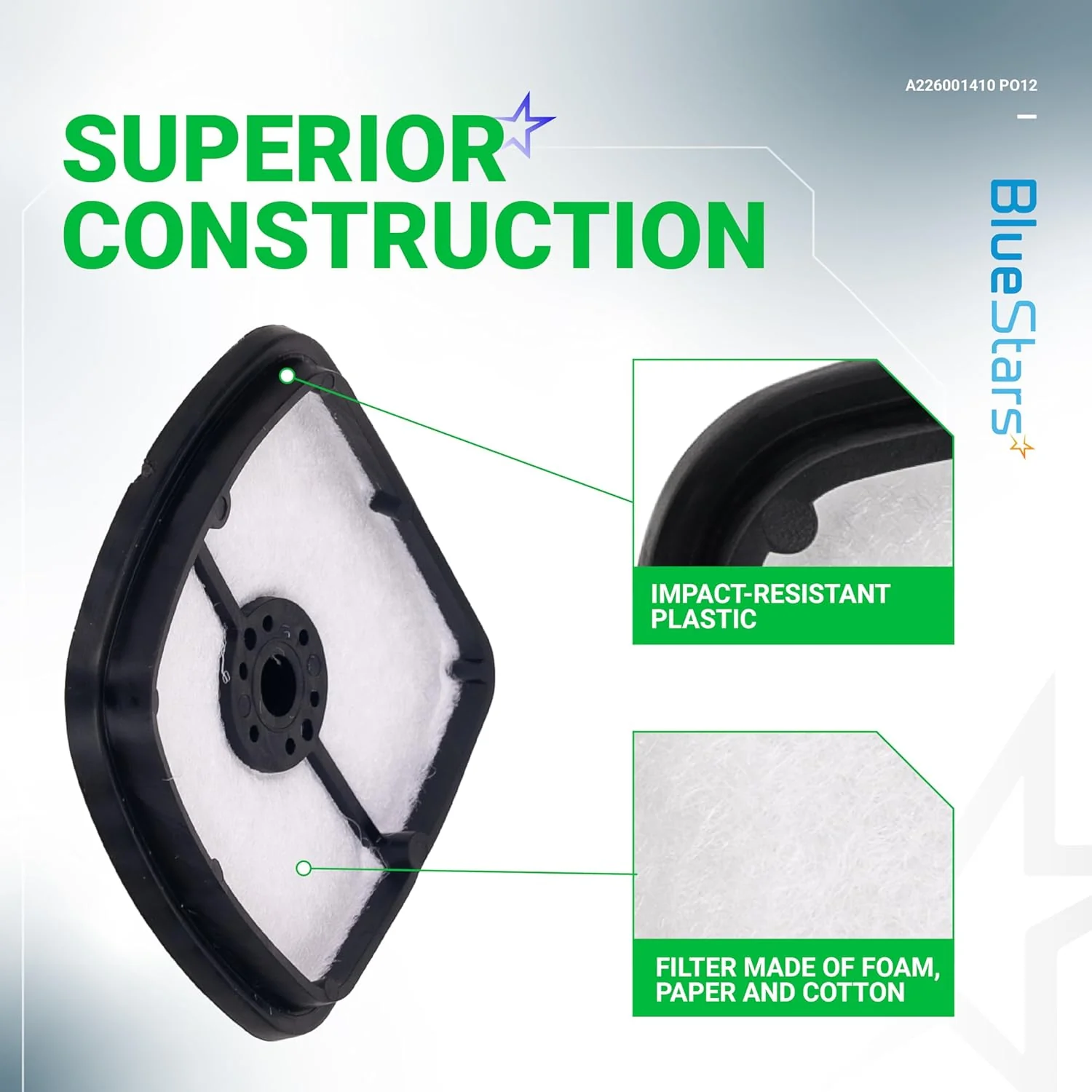 [Lifetime Warranty] A226001410 130310-54130 Air Filter - Compatible with Echo SRM225 PE200 PE225 PE230 PE231 SRM210 SRM211 SRM265 GT225 PB250 PB250L SRM230 PAS225 Trimmer Blower 13031054130 - Pack of 12 - Image 3