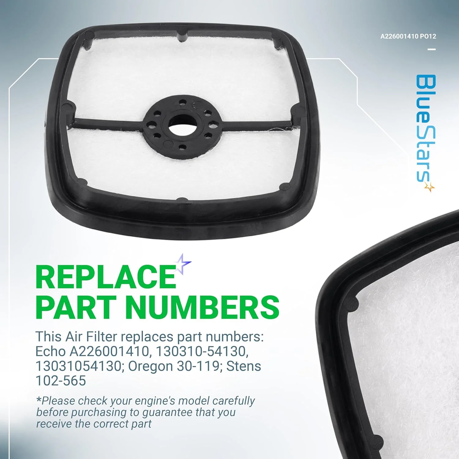 [Lifetime Warranty] A226001410 130310-54130 Air Filter - Compatible with Echo SRM225 PE200 PE225 PE230 PE231 SRM210 SRM211 SRM265 GT225 PB250 PB250L SRM230 PAS225 Trimmer Blower 13031054130 - Pack of 12 - Image 5