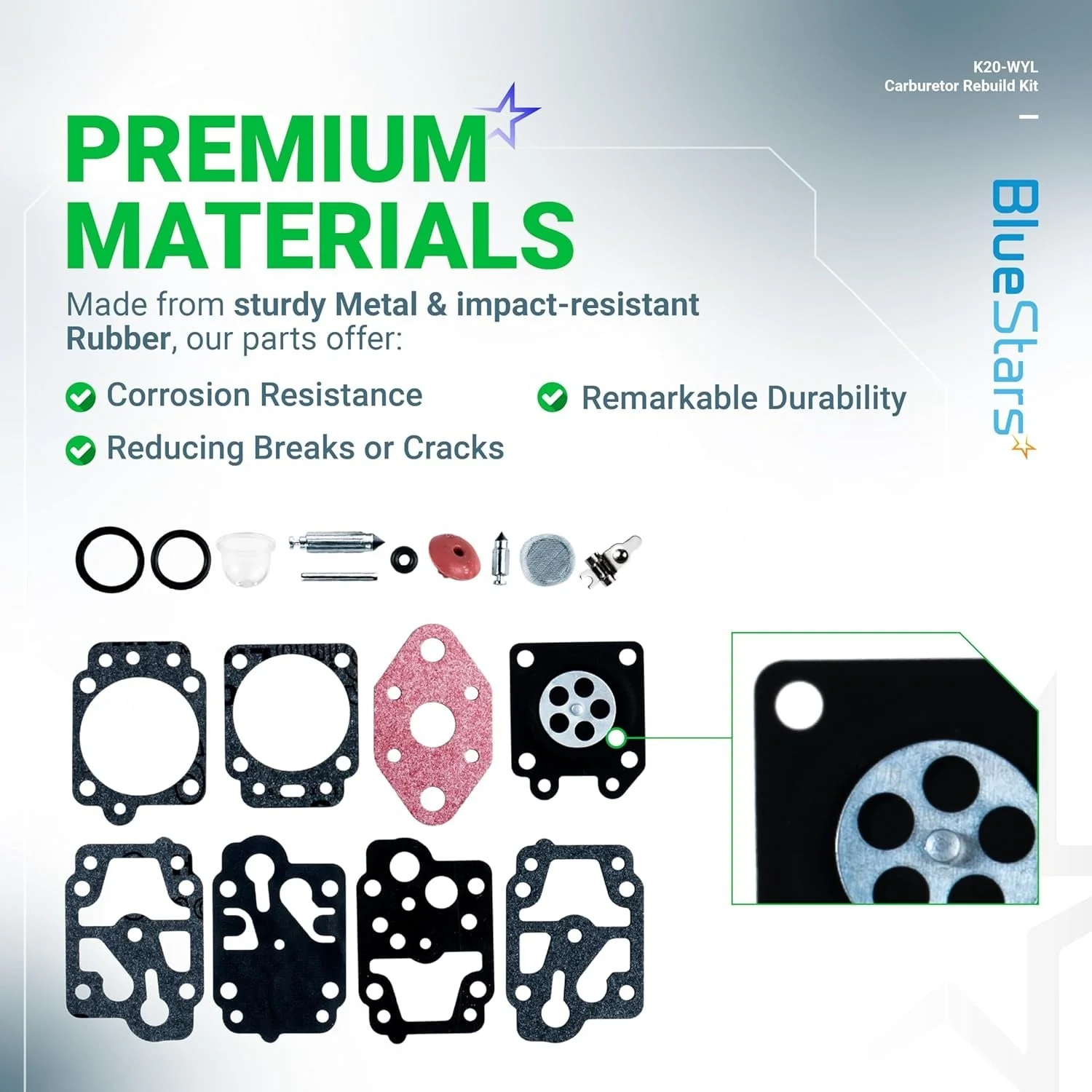 [Lifetime Warranty] K20-WYL Carburetor Rebuild Kit with Primer Bulb - Compatible with Zama WYL Series, Shindaiwa R200, S200, 230, T2500, XS200, XT2500, Honda GX22, GT1100, CS221 - Replaces 753-04014, 615-873 - Image 5