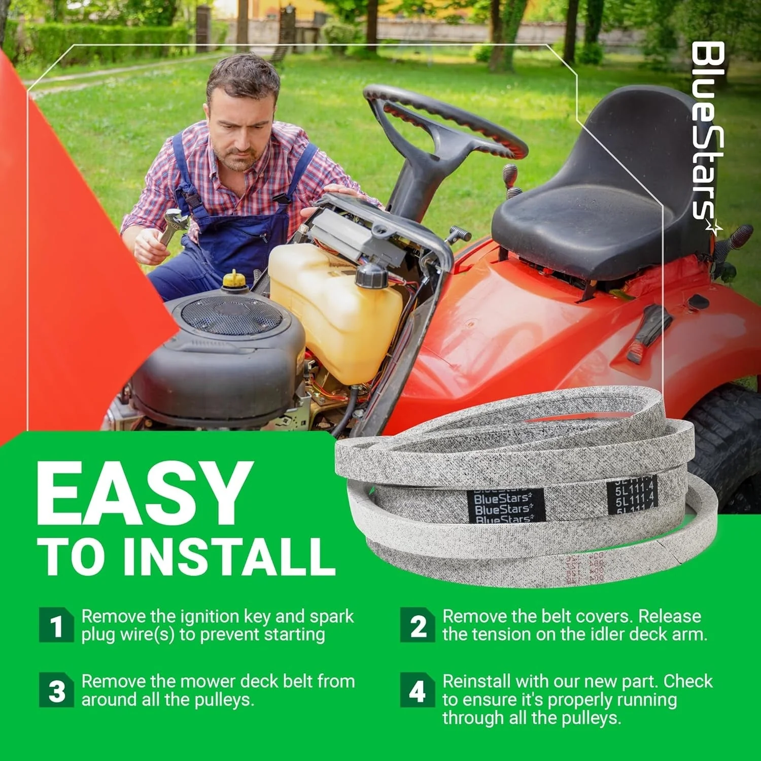 [Lifetime Warranty] M154958 Mower Deck Belt - Compatible with 48" Decks John Deere GT235 X300 345 X320 325 GT275 | 111.4" x 5/8" - Image 8