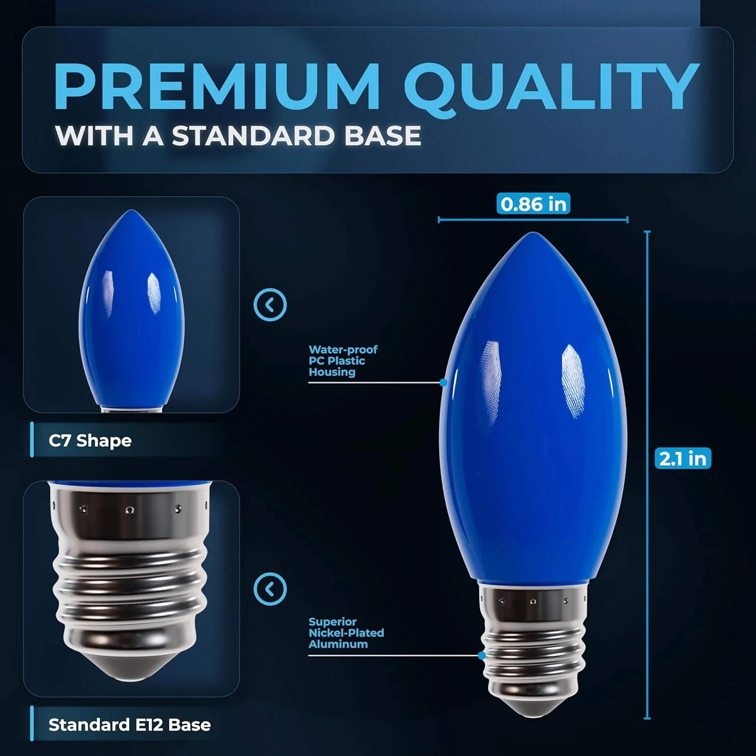 [Lifetime Warranty] Multicolor C7 LED Light Bulbs E12 - Pack of 25 - Image 3