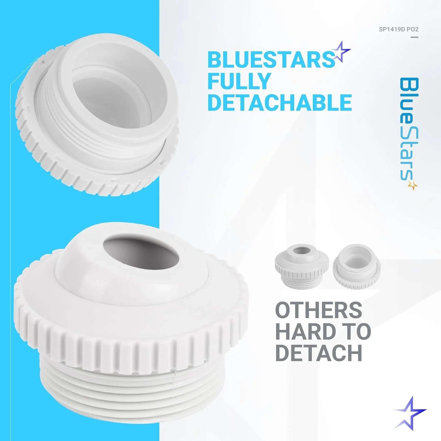 [Lifetime Warranty] SP1419D Pool Jet Nozzles - Compatible with Adjustable 3/4" Opening Rotating Eyeball and 1-1/2 Inch MIP Thread - Pack of 2 - Image 5