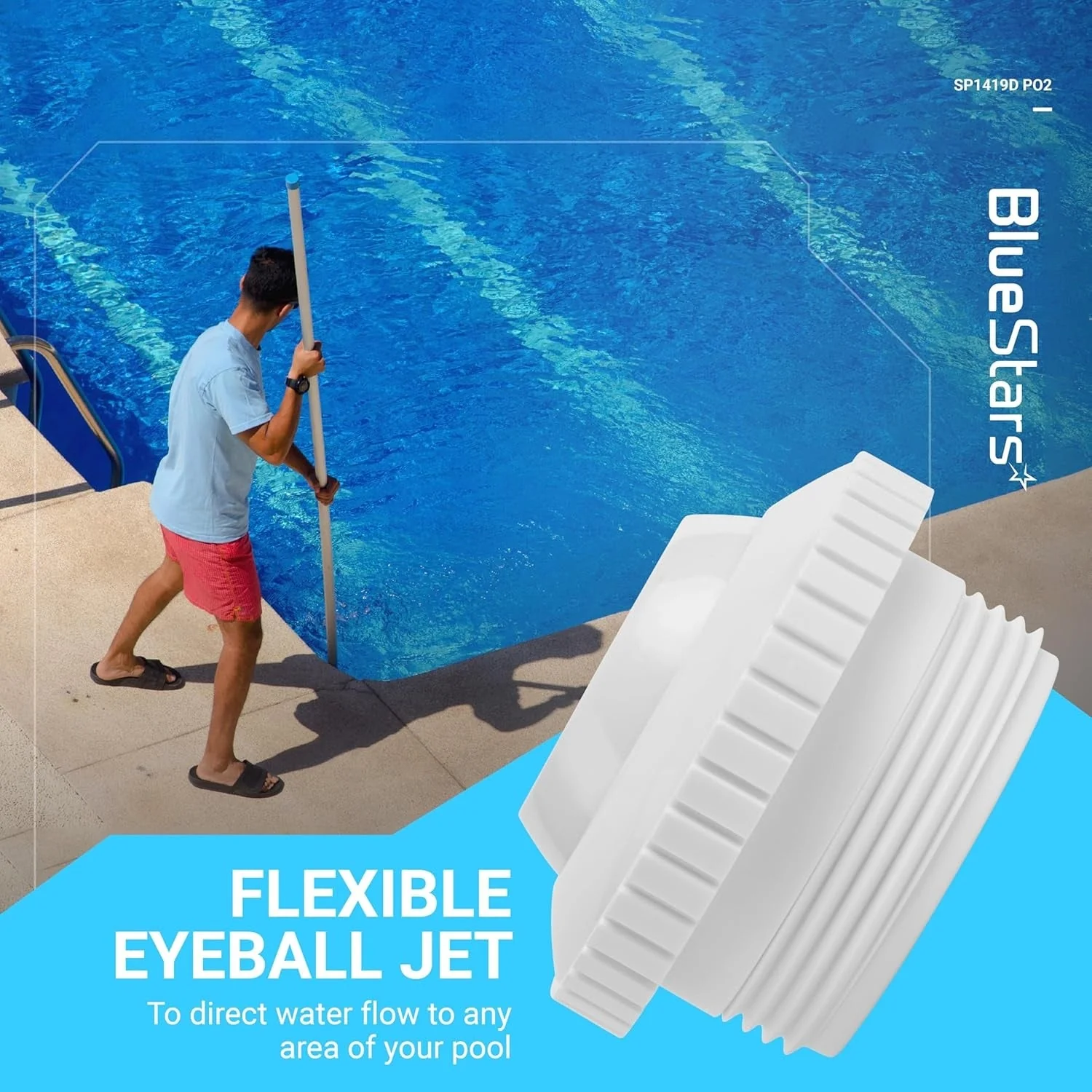 [Lifetime Warranty] SP1419D Pool Jet Nozzles - Compatible with Adjustable 3/4" Opening Rotating Eyeball and 1-1/2 Inch MIP Thread - Pack of 2 - Image 6