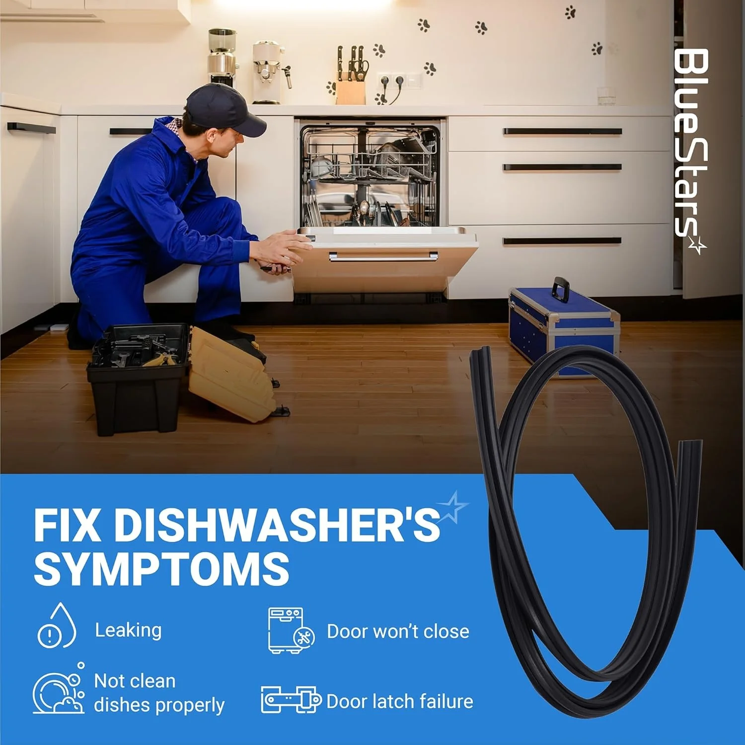 [Lifetime Warranty] W11177741 W10300924 Dishwasher Gasket Door Seal - Compatible with Whirlpool Maytag Kenmore Dishwashers - Replaces 4843807 W10660528 W10300924VP AP6285721 PS12348515 - Image 6