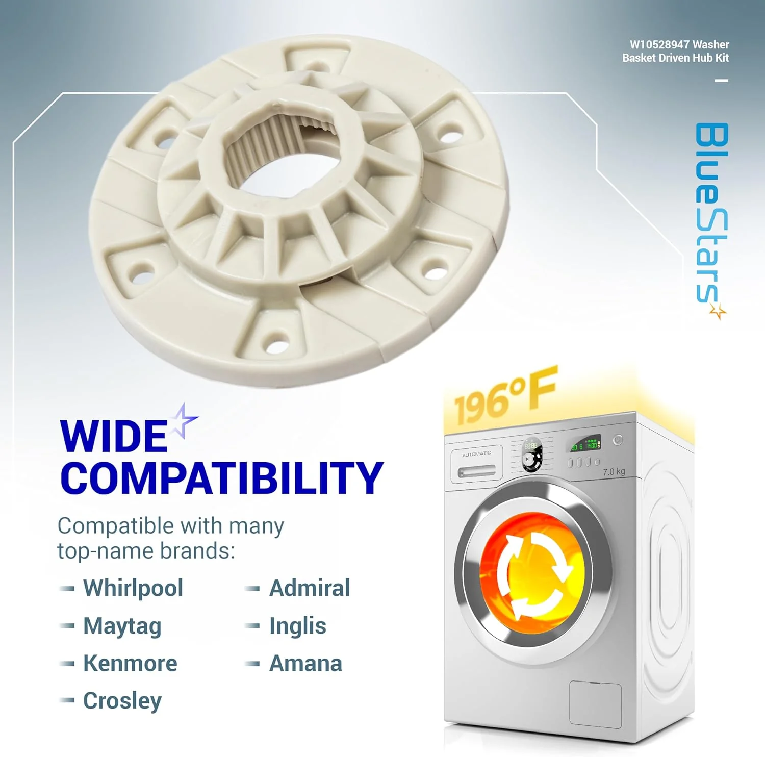 [Lifetime Warranty] W10528947 W10396887 Washer Basket Driven Hub Kit - Compatible with Maytag Whirlpool Kenmore Washers - Replaces AP5665171 W10528947VP PS6012095 - Image 5